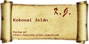 Kokovai Jolán névjegykártya